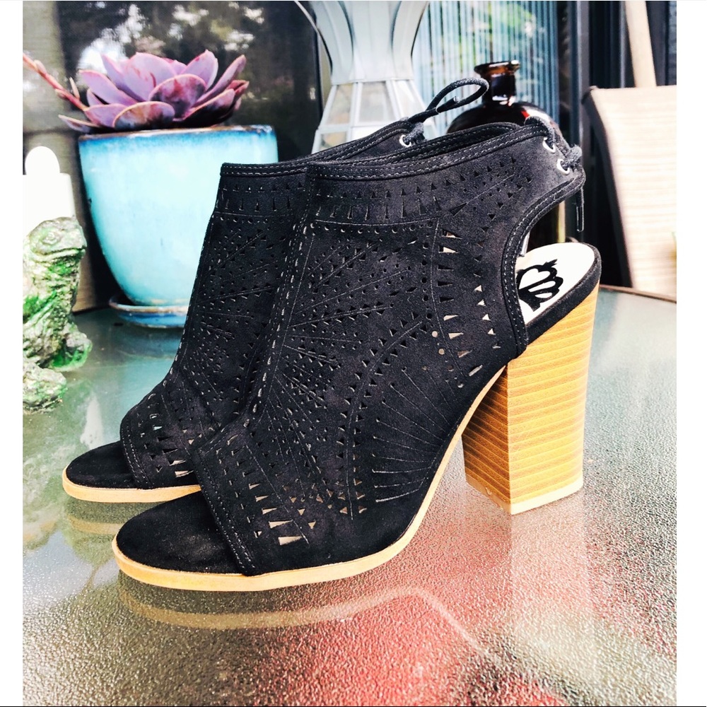 Fergalicious Peep Toe Lace Up Booties